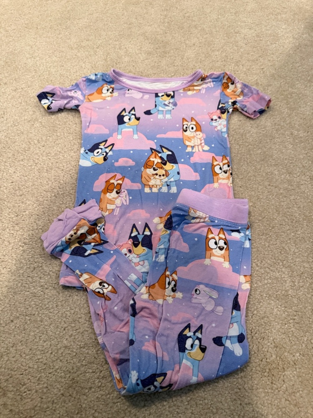 Little Sleepies Purple and Blue Cartoon Dog Pajama Set